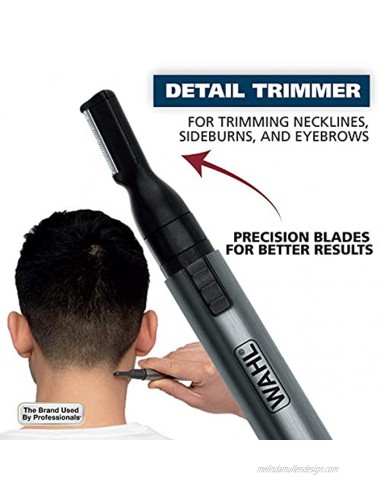 Wahl Micro Groomsman Personal Pen Trimmer & Detailer for Hygienic Grooming with Rinseable Interchangeable Heads for Eyebrows Neckline Nose Ears & Other Detailing Model 5640-600
